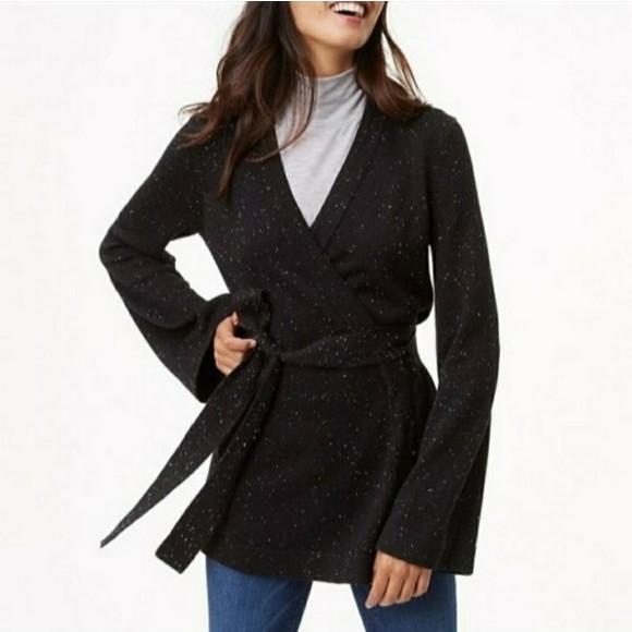 LOFT Sweaters - Loft Black Flecked Kimono Cardigan - Small